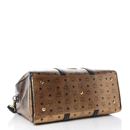 MCM Metallic Visetos Medium Traveler Weekender Bag Gold 4 of 9