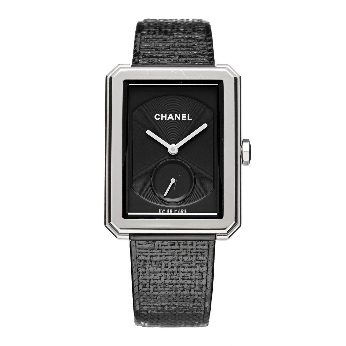 Stainless Steel Calfskin 29mm Boy-Friend Tweed Manual Winding Watch Black