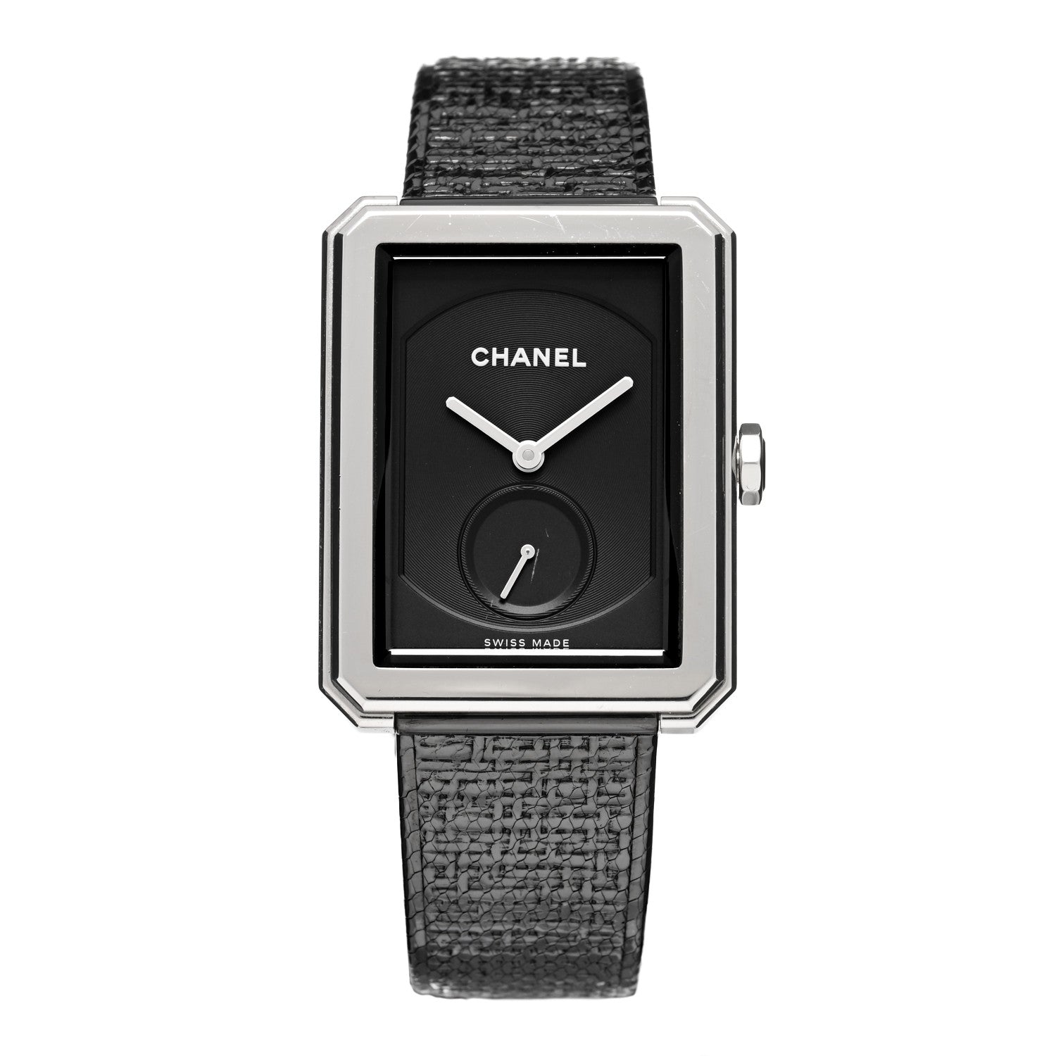 Chanel Stainless Steel Calfskin 29mm Boy-Friend Tweed Manual Winding Watch Black 1 of 5