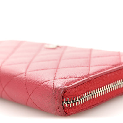 Chanel Caviar Quilted Large Gusset Zip Around Wallet Fuchsia 11 of 12
