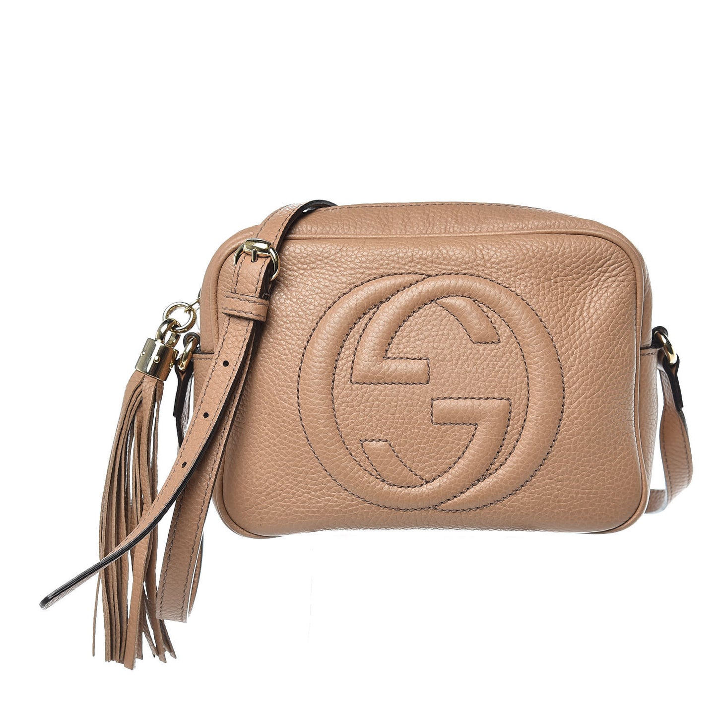 Pebbled Calfskin Small Soho Disco Bag Rose Beige
