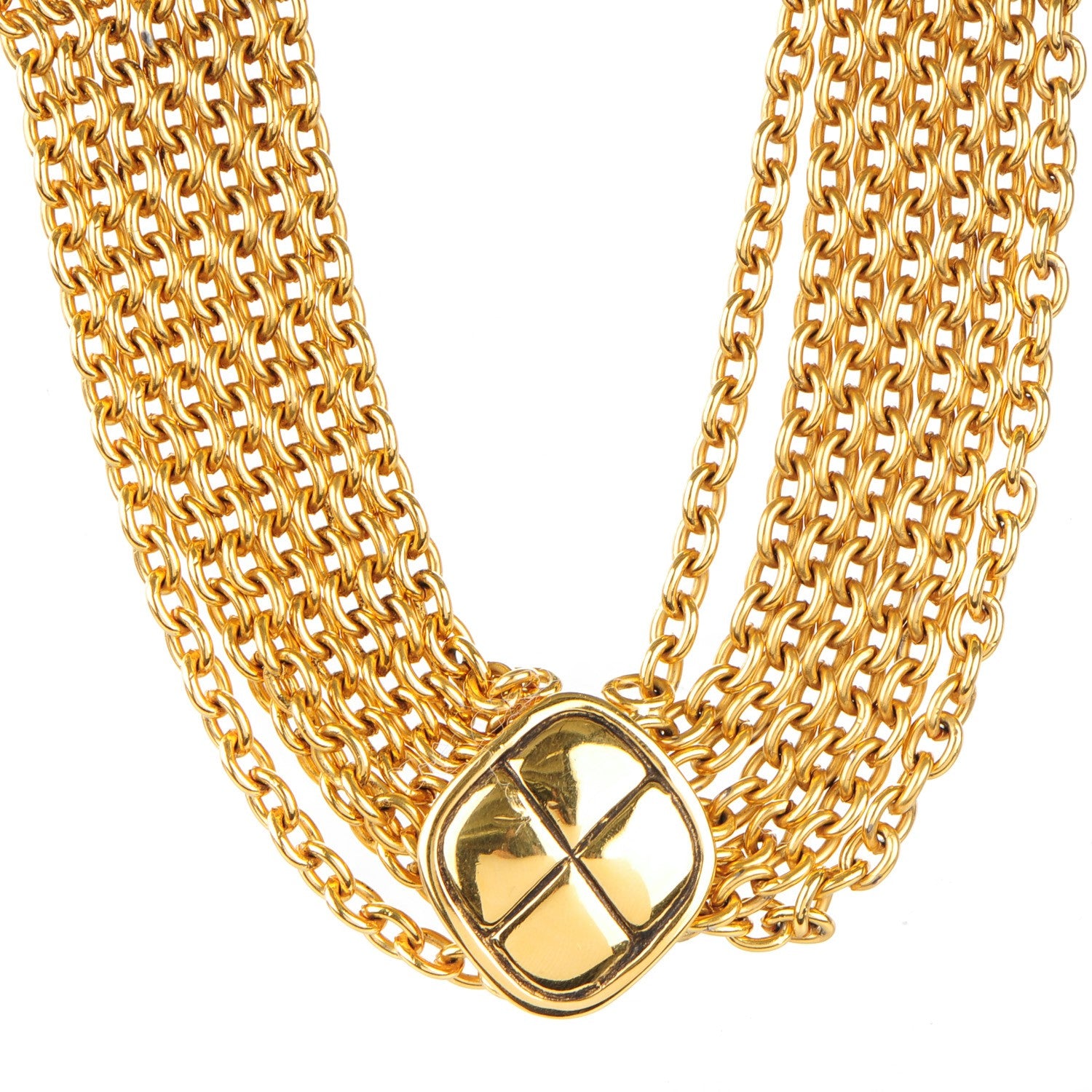 Chanel Multi Strand Chain Short Necklace Gold 1 of 5