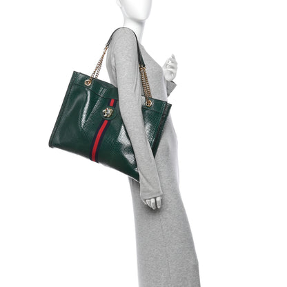 Gucci Snakeskin Large Rajah Chain Tote Green 2 of 11