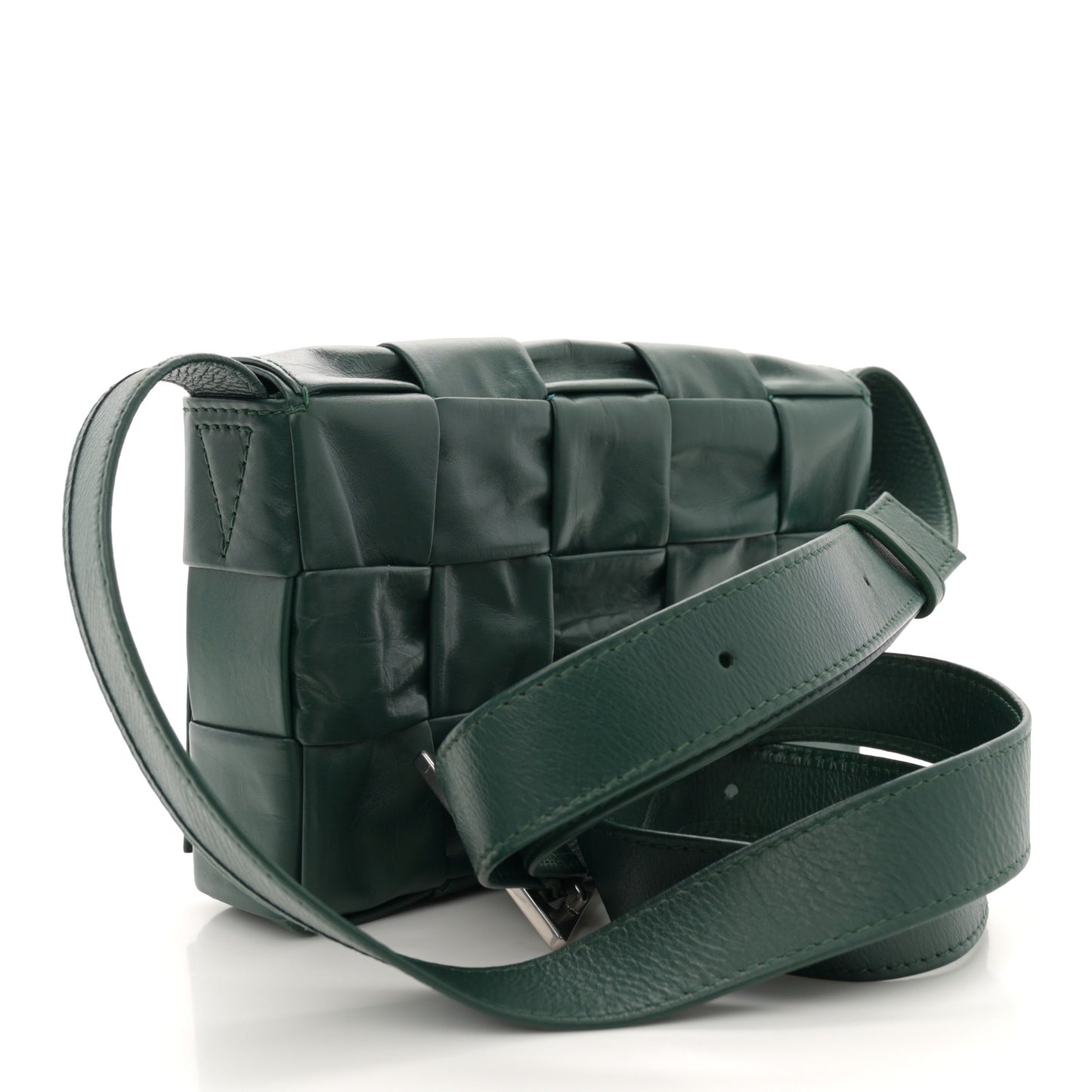 Paper Calfskin Maxi Intreccio Small Cassette Crossbody Bag Raintree