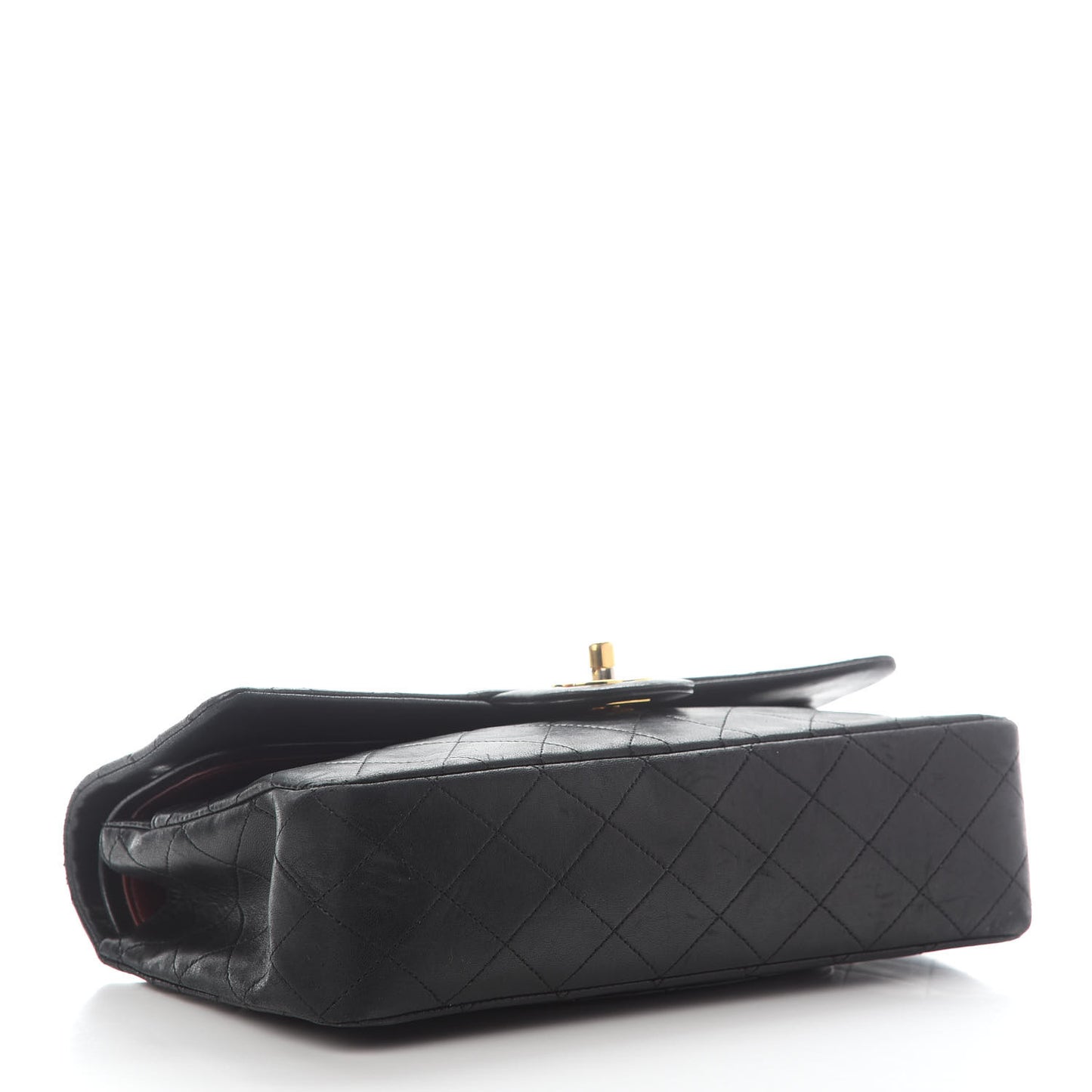 Lambskin Quilted Medium Double Flap Black