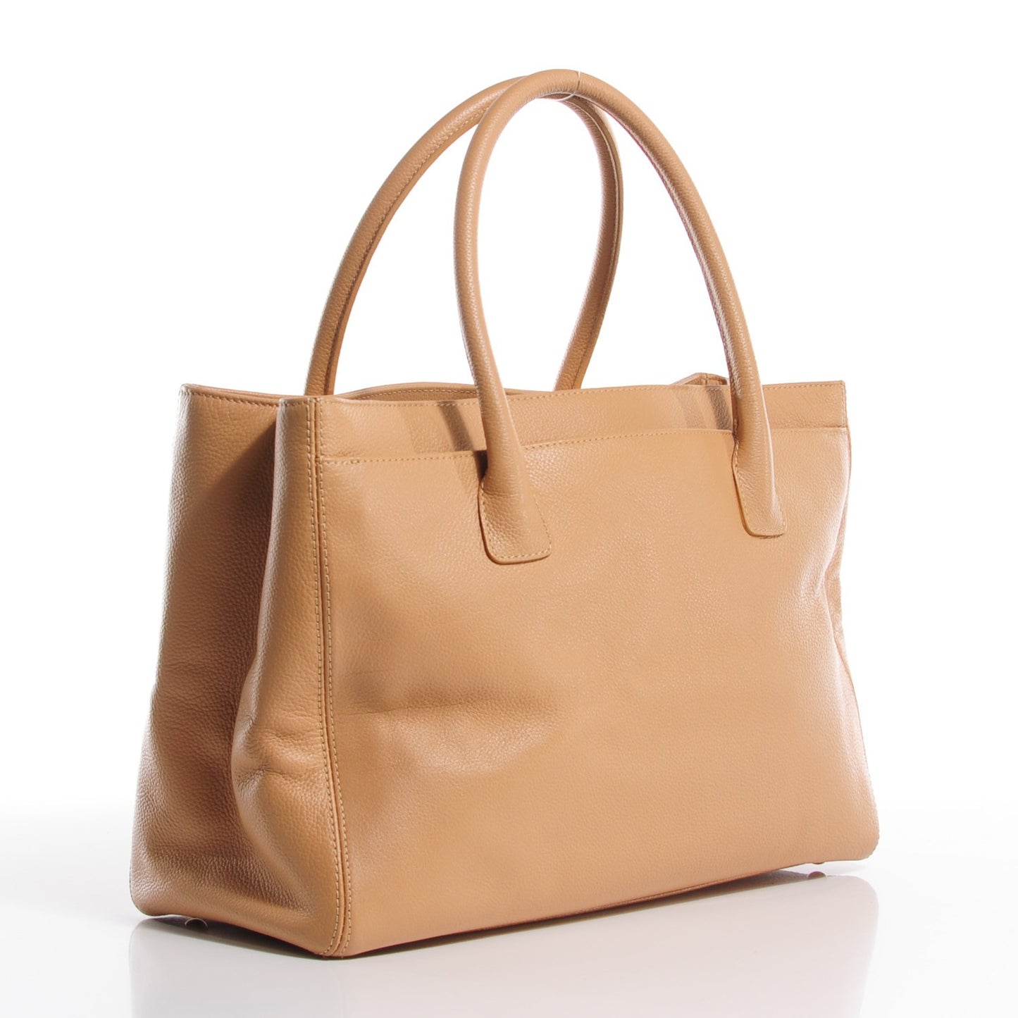 Calfskin Cerf Executive Shopper Tote Beige