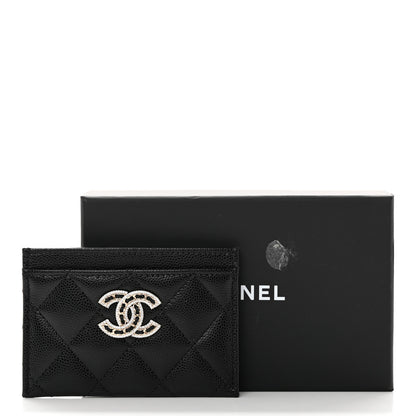 Chanel Caviar Quilted Crystal Card Holder Black 9 of 9