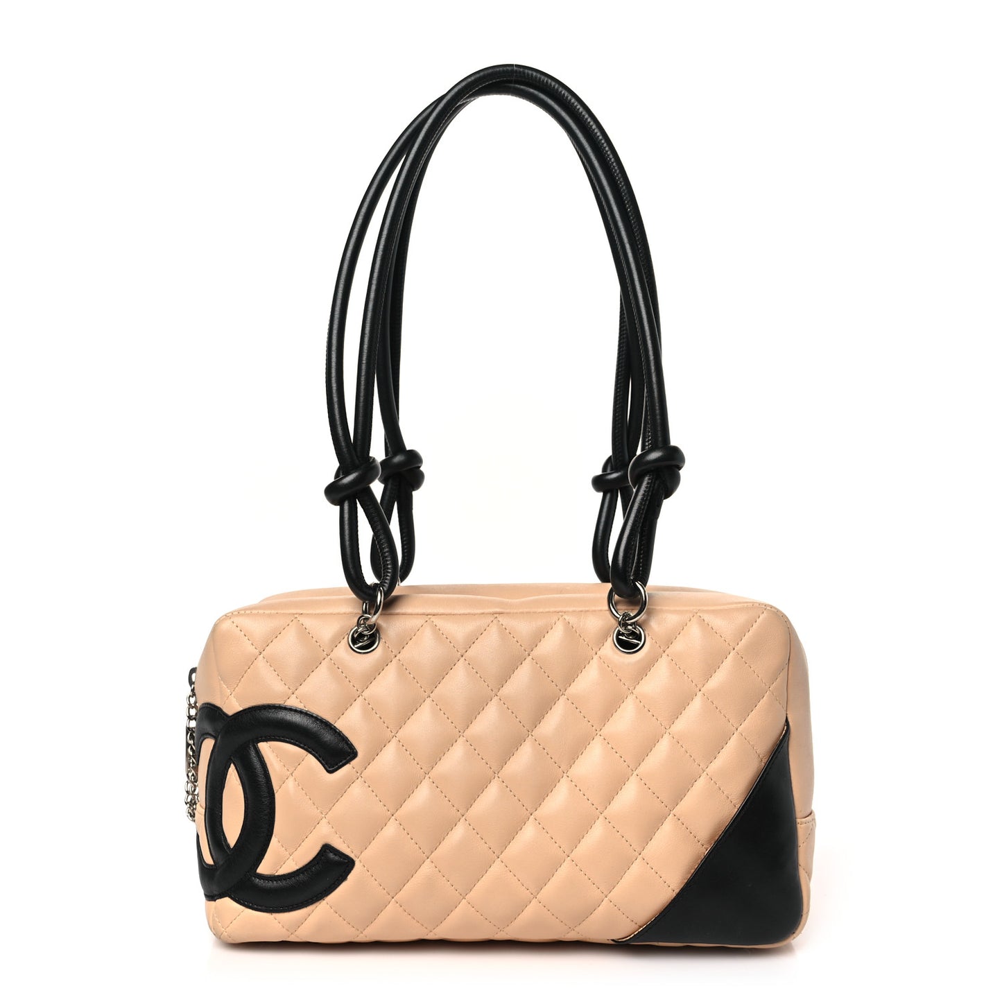 Calfskin Quilted Large Cambon Bowler Beige Black