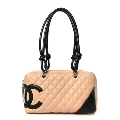 Chanel Calfskin Quilted Large Cambon Bowler Beige Black 1 of 9
