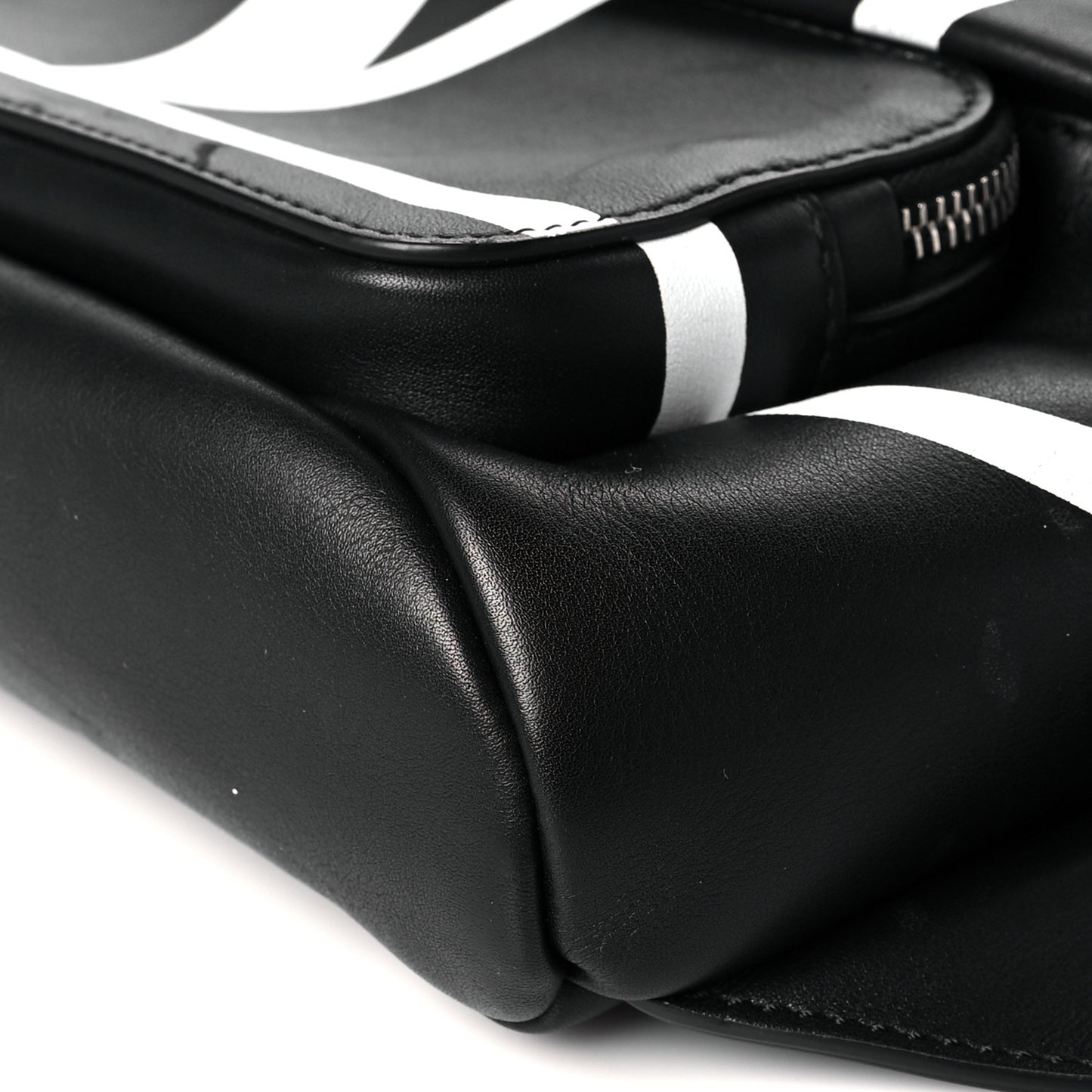 Calfskin Go Logo Belt Bag Black White