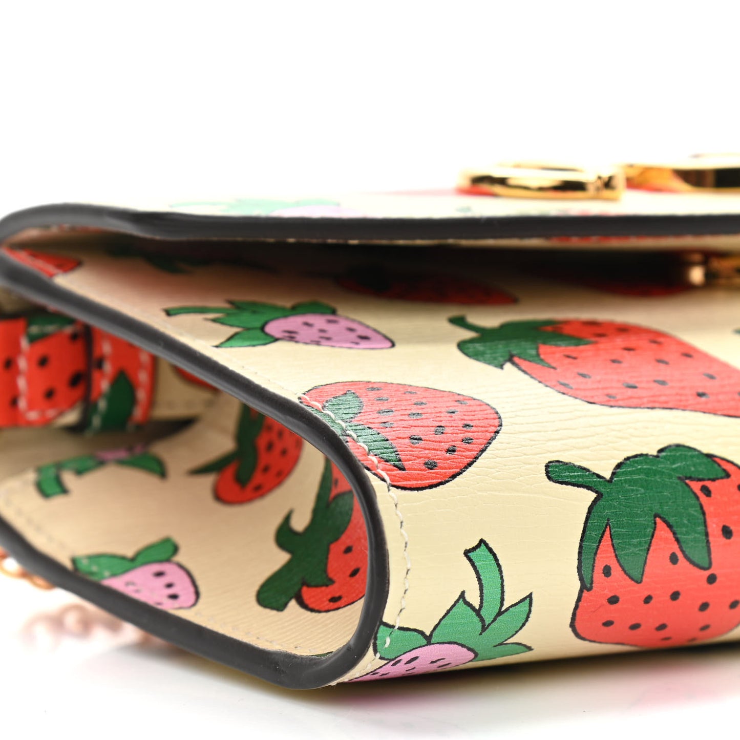Calfskin Strawberry Print Mini Zumi Shoulder Bag Ivory Red