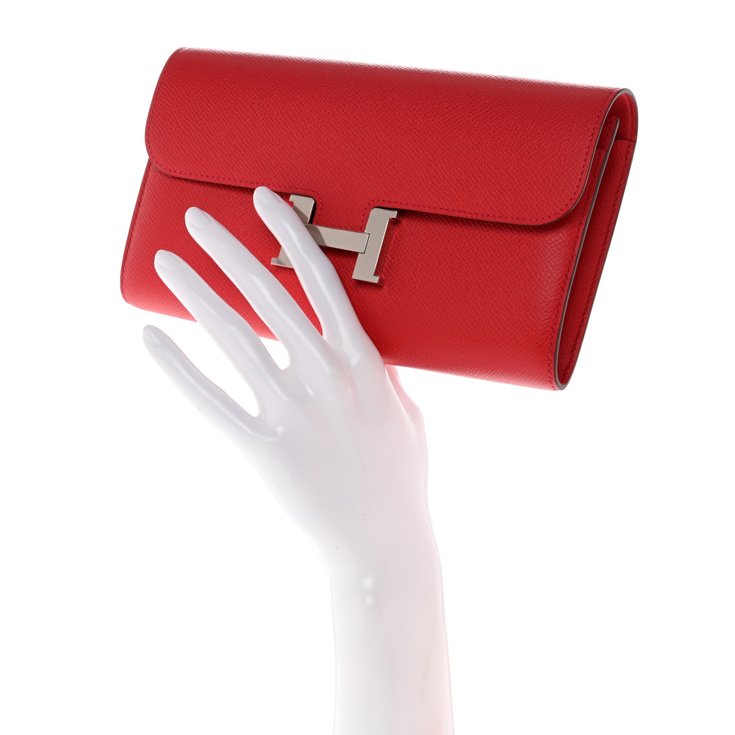 Hermes Epsom Constance Long Wallet Rouge Casaque 2 of 7