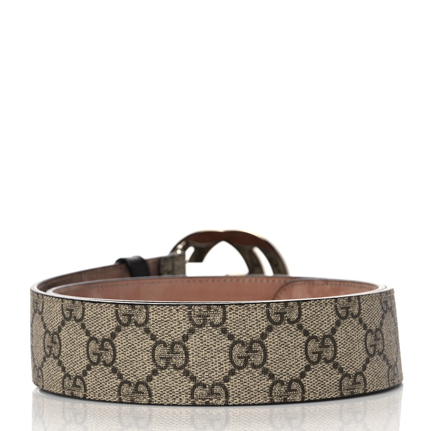 Gucci GG Supreme Monogram Selleria Calfskin Interlocking G 40mm Belt 80 32 Beige Ebony Cocoa 2 of 6