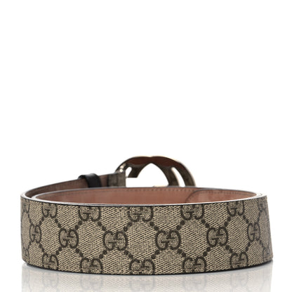 Gucci GG Supreme Monogram Selleria Calfskin Interlocking G 40mm Belt 80 32 Beige Ebony Cocoa 2 of 6