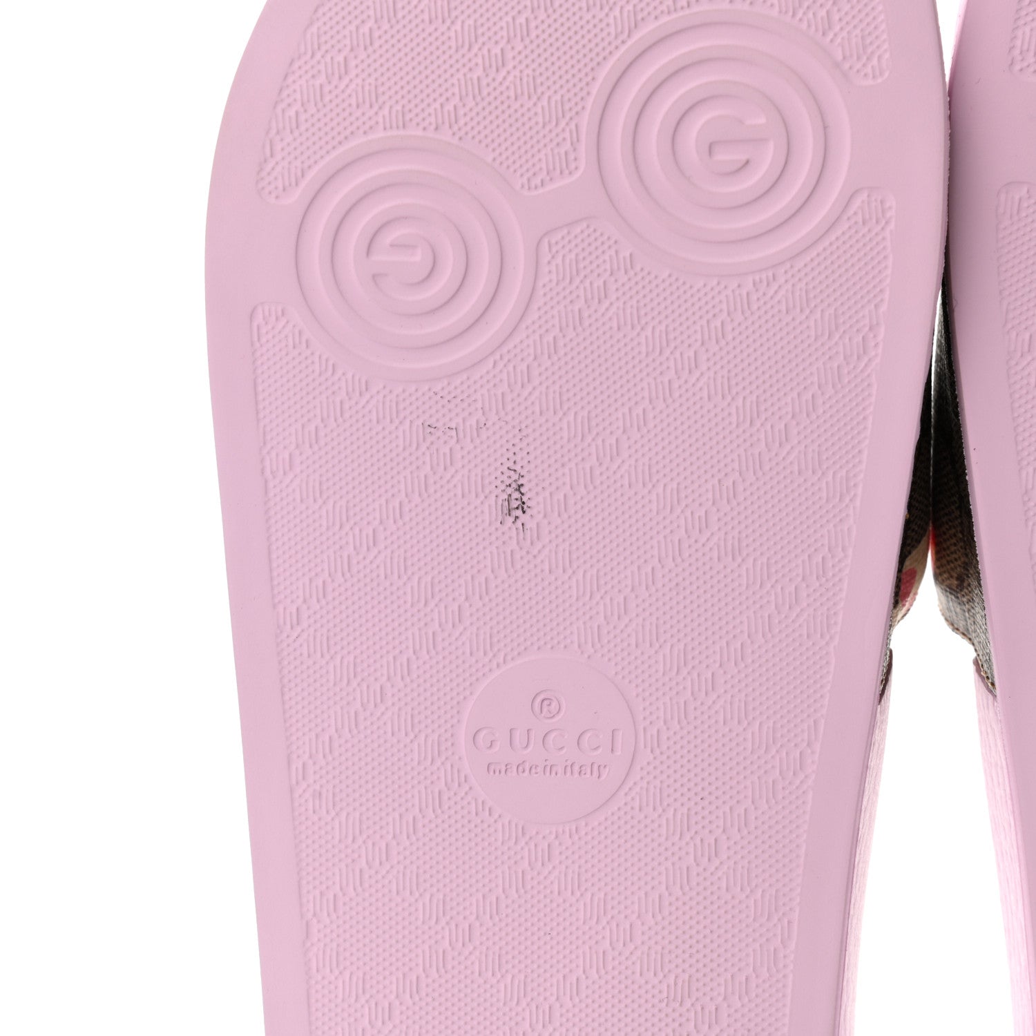 Gucci GG Supreme Monogram Apple Slide Sandals 38 Pink Multicolor 9 of 10