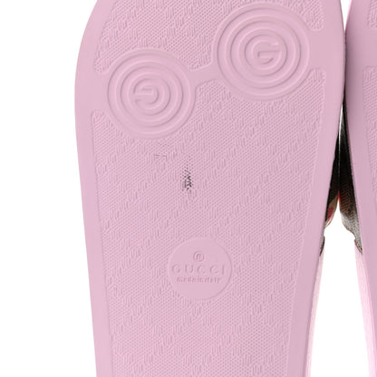 Gucci GG Supreme Monogram Apple Slide Sandals 38 Pink Multicolor 9 of 10