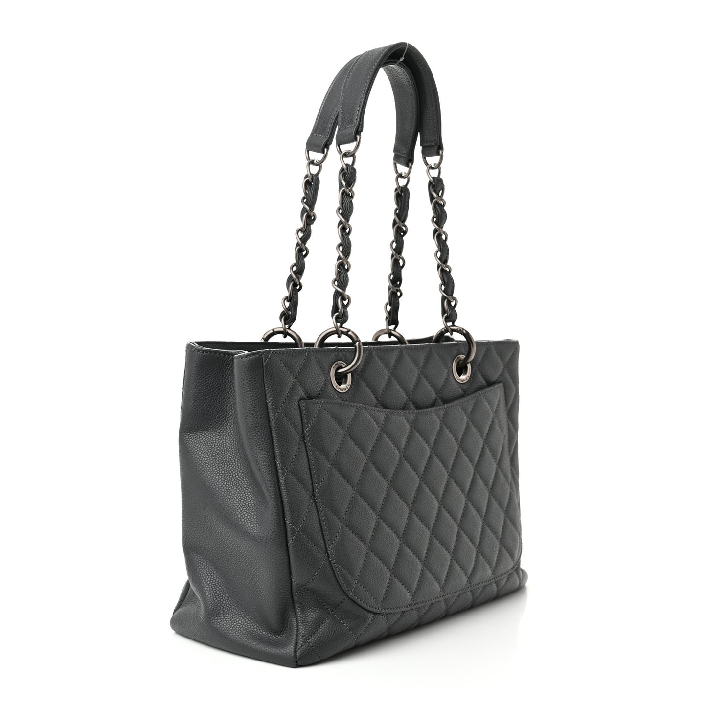 Caviar Quilted Grand Shopping Tote GST Dark Grey