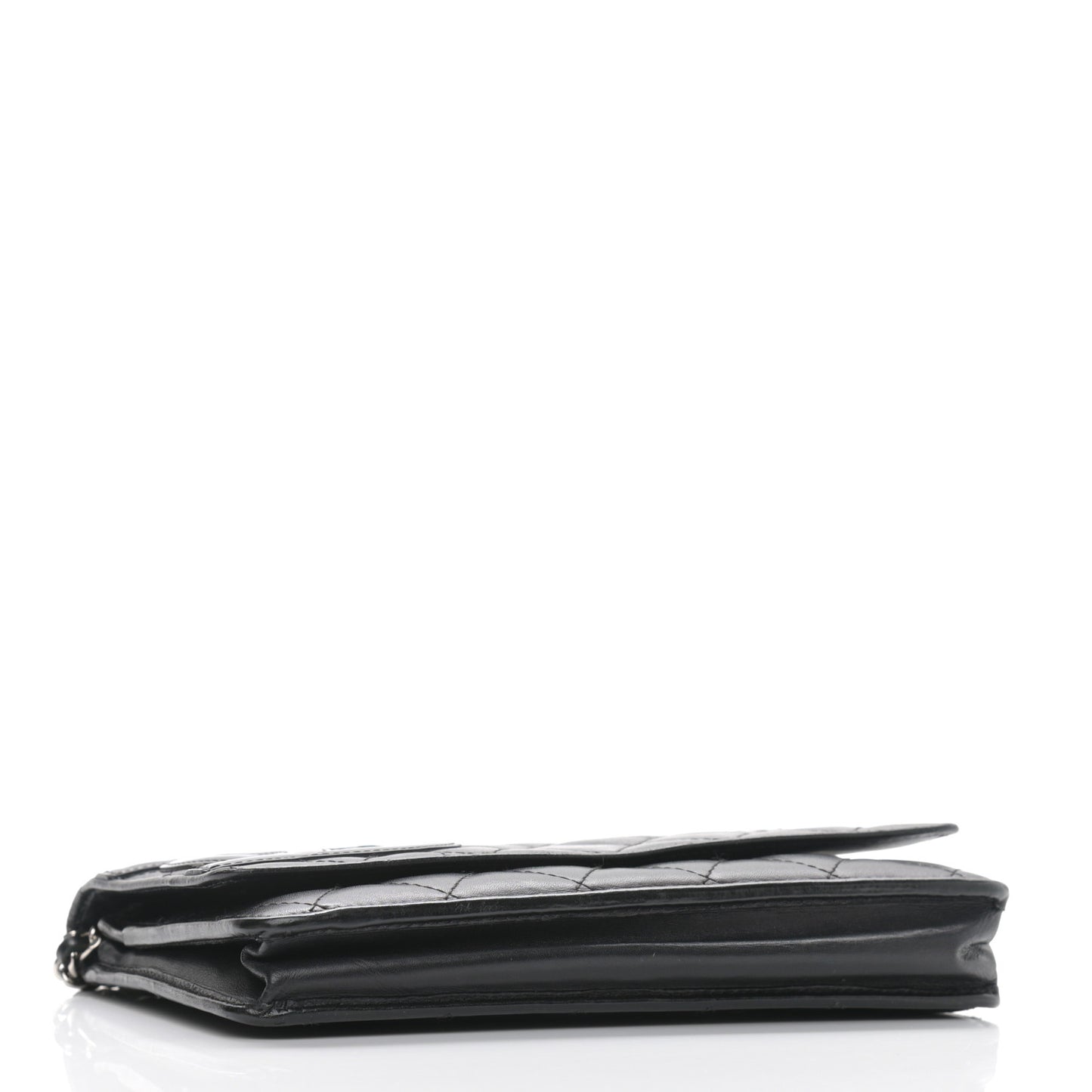 Calfskin Quilted Cambon Wallet On Chain WOC Black