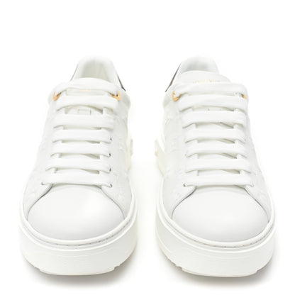 Louis Vuitton Lambskin Embossed Monogram Time Out Sneakers 38.5 White 2 of 9