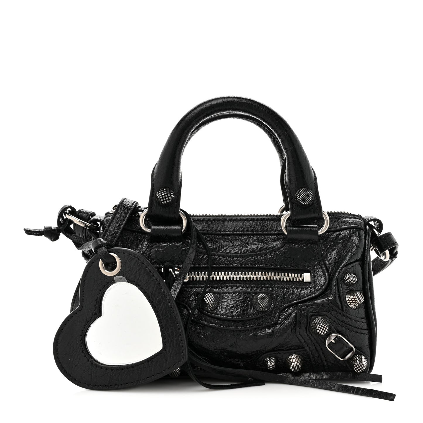 Agneau Arena Crystal Neo Nano Cagole Handbag Black