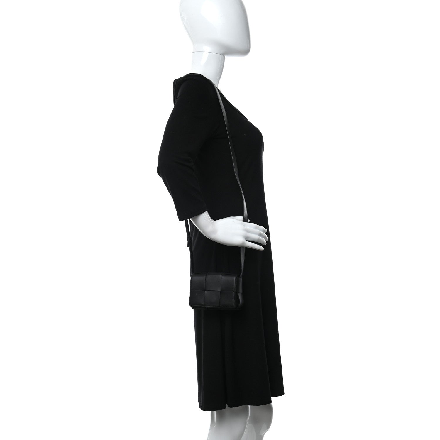 Bottega Veneta Lambskin Maxi Intrecciato Extra Mini Cassette Crossbody Bag Black 2 of 8