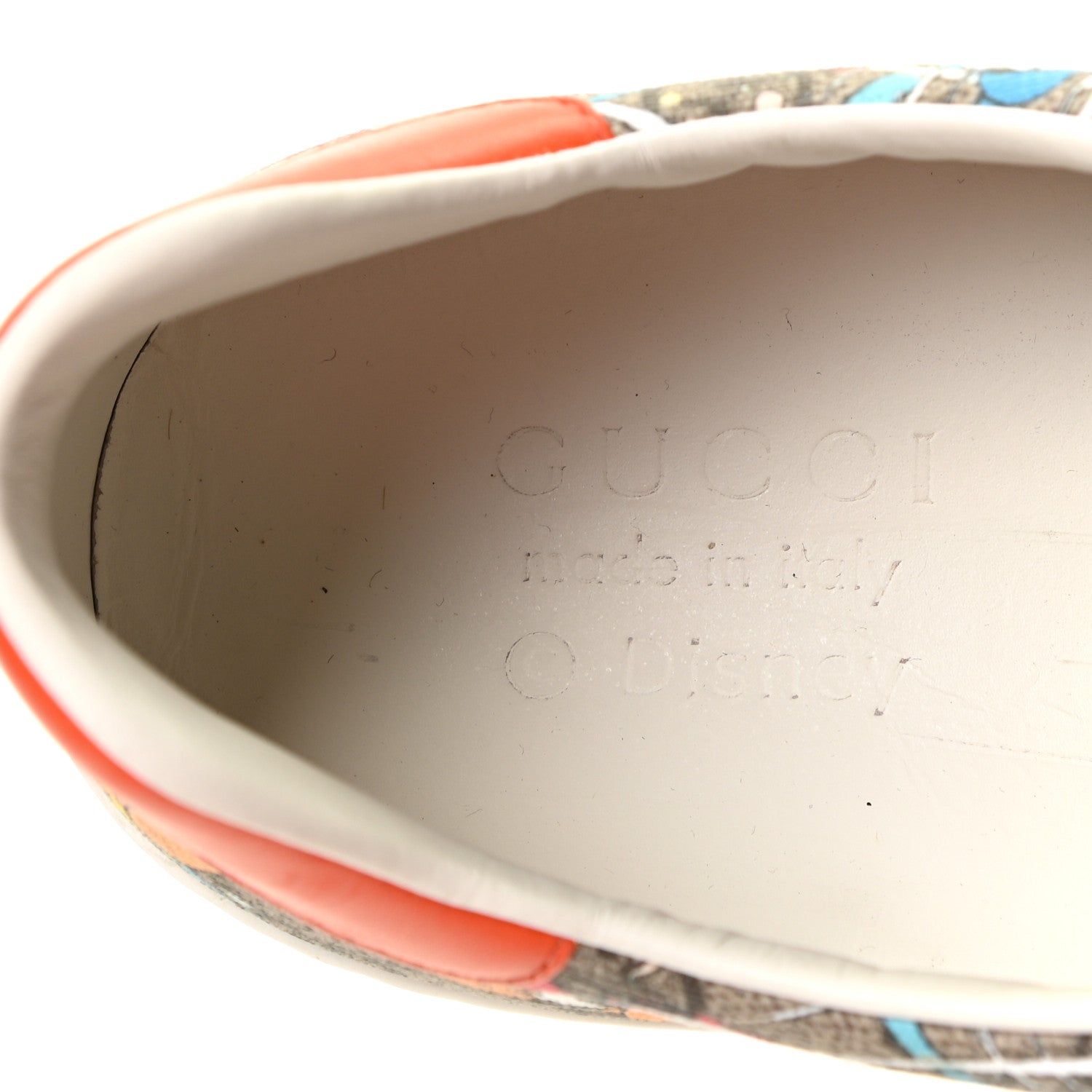 Gucci X DISNEY GG Supreme Monogram Web Donald Duck Mens Ace Sneakers 10 Beige New Acero Orange 7 of 8