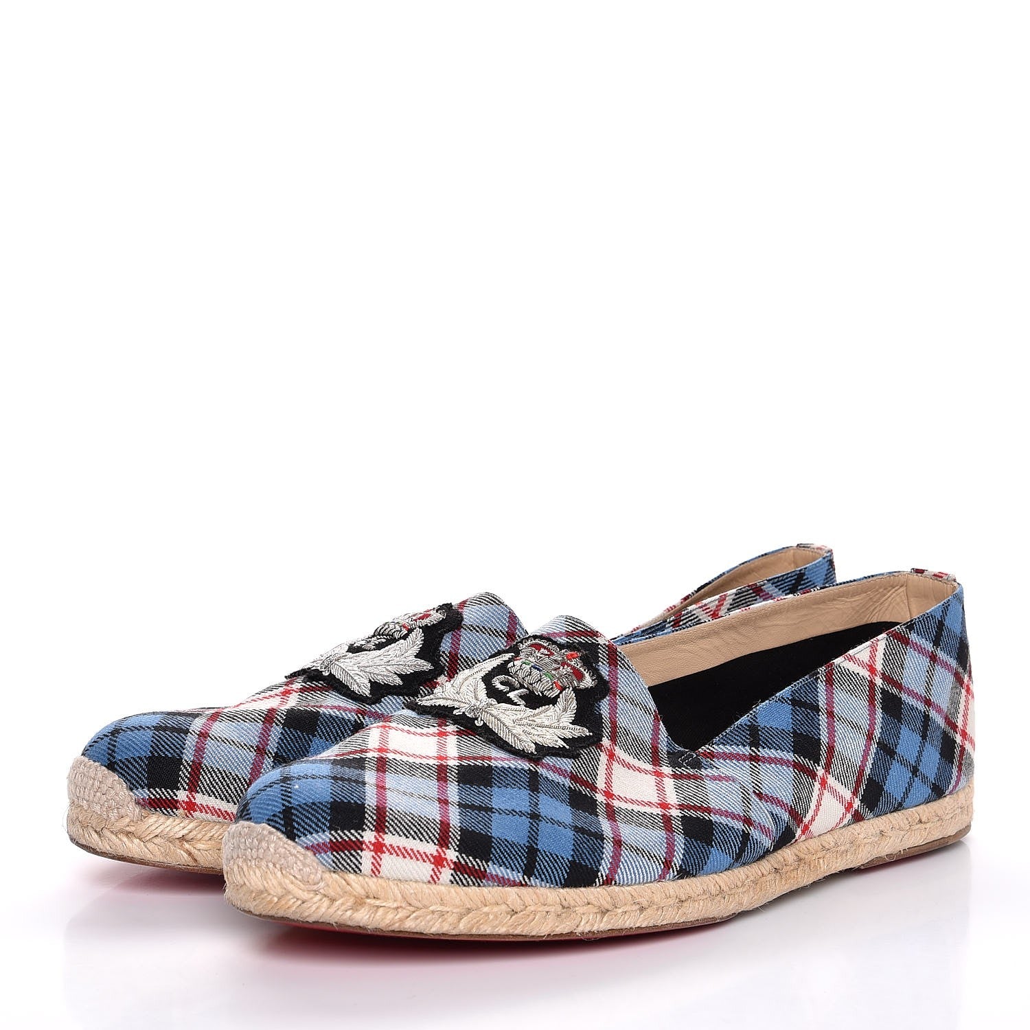 Christian Louboutin CHRISTIAN LOUBOUTIN Tartan Papi Hugo Espadrilles 46 Blue 3 of 9