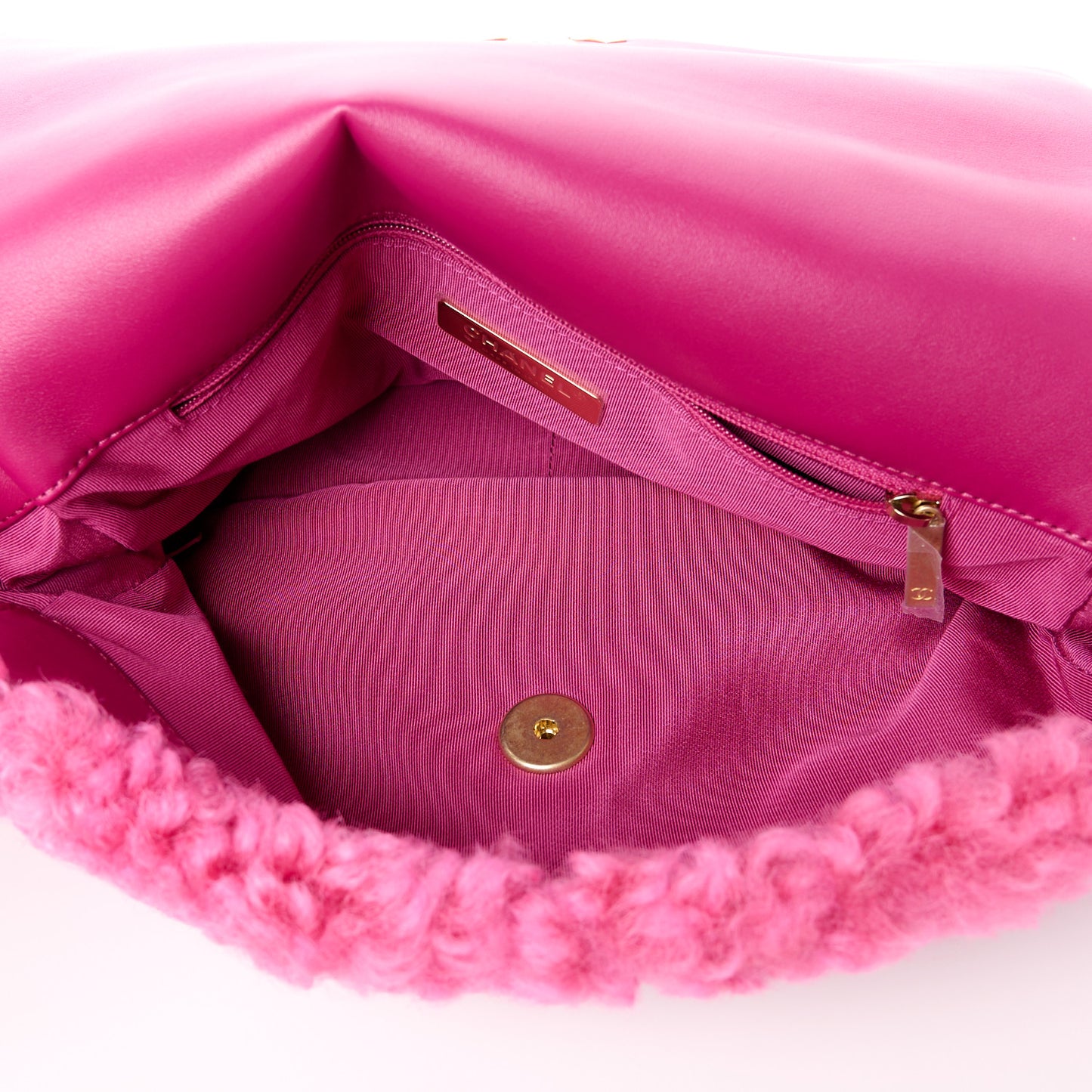 Shearling Sheepskin Medium Chanel 19 Flap Pink