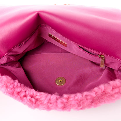 Chanel Shearling Sheepskin Medium Chanel 19 Flap Pink 5 of 10