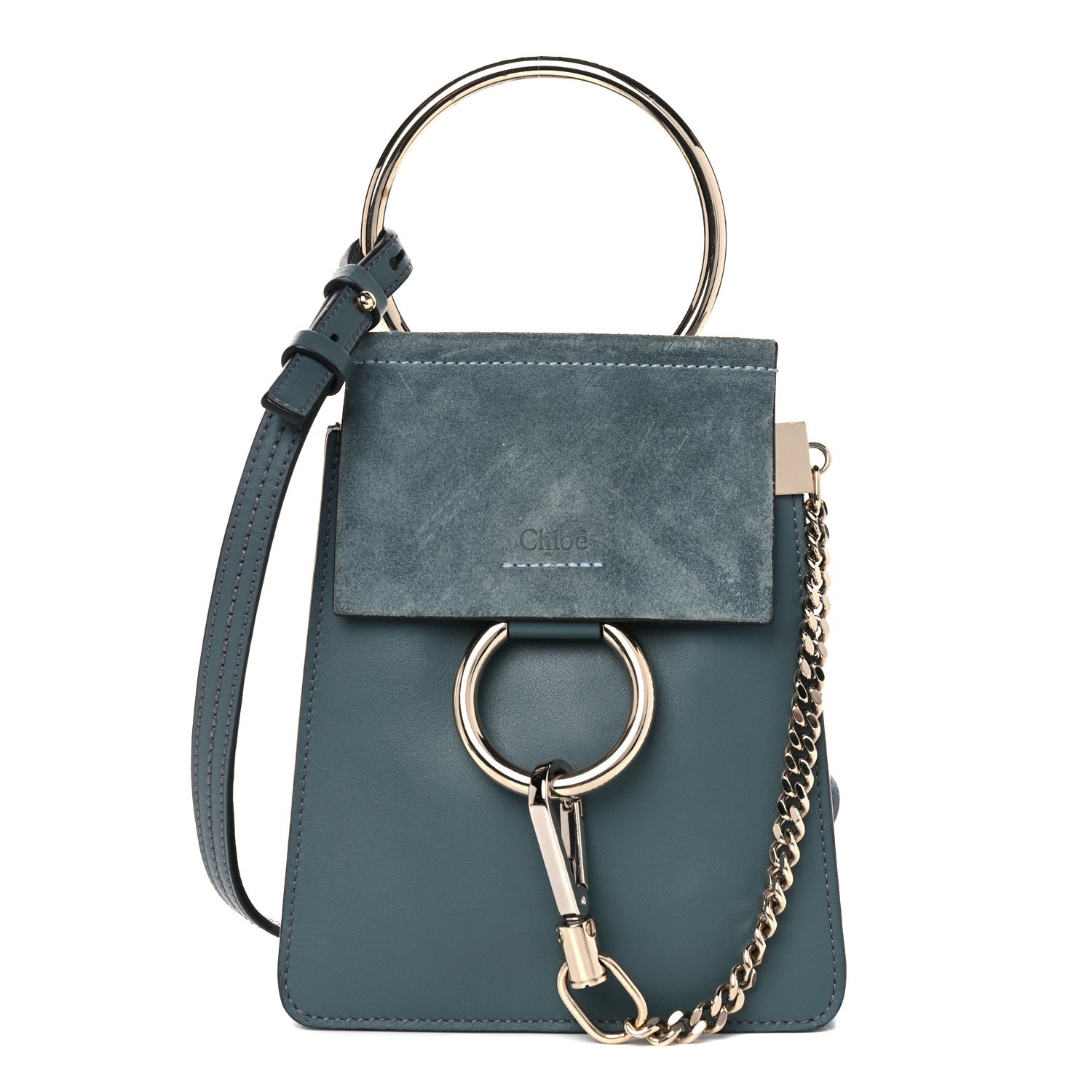 Chloe Suede Calfskin Mini Faye Bracelet Bag Cloudy Blue 1 of 12