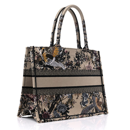 Christian Dior Canvas Embroidered Jardin D'Hiver Medium Book Tote Beige Multicolor 3 of 9
