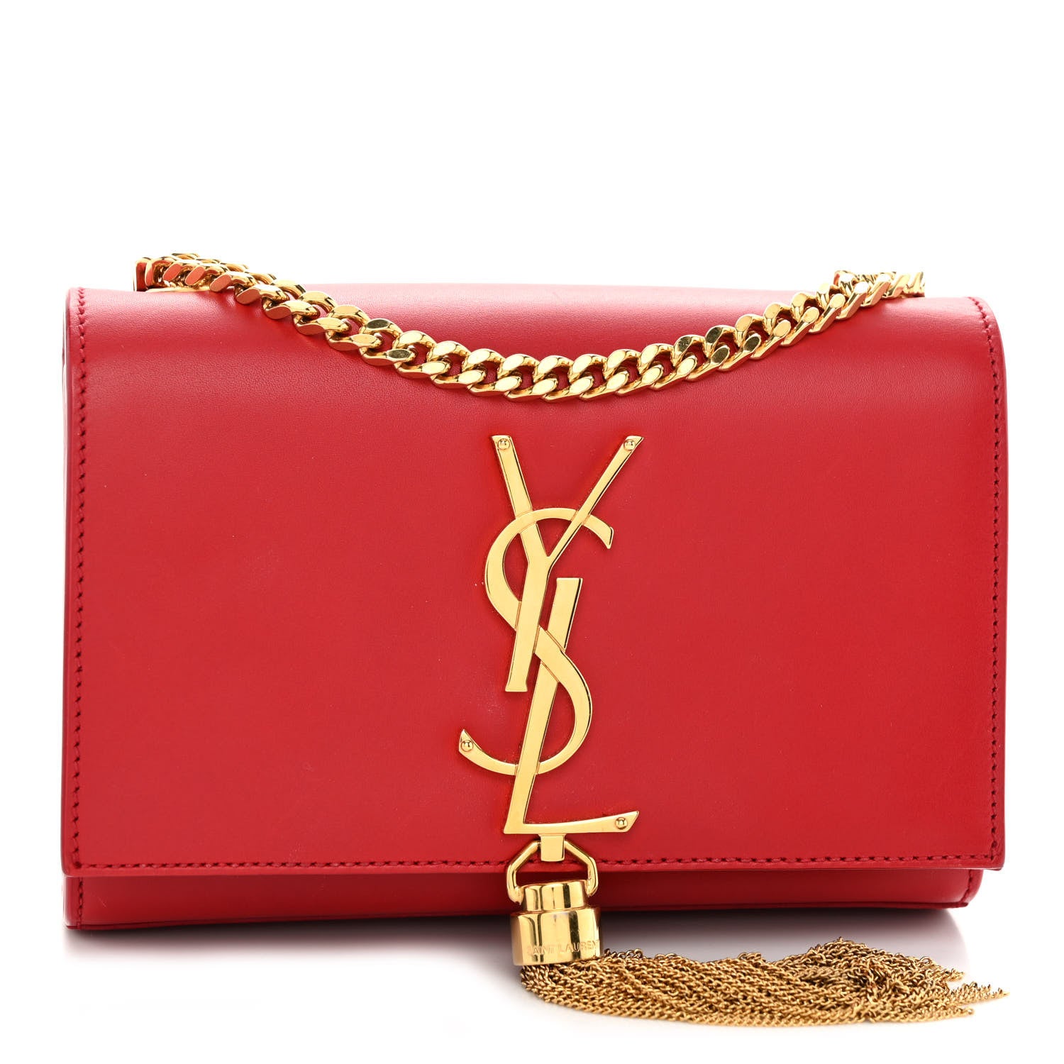 Saint Laurent Calfskin Small Classic Monogram Kate Tassel Satchel Red 1 of 9