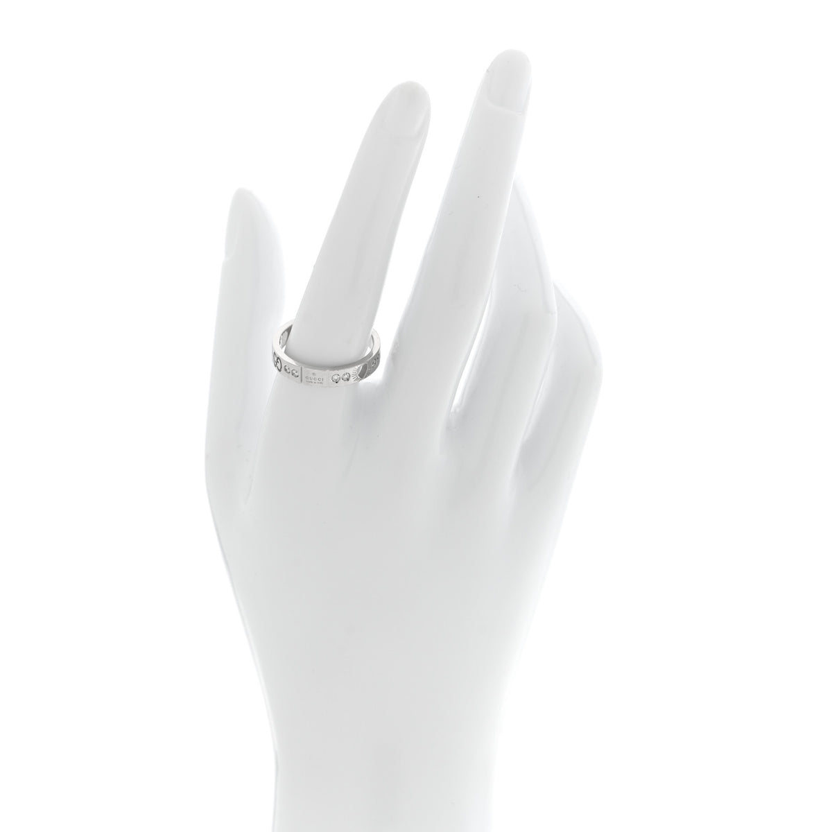 18K White Gold Diamond Icon Band Ring 59 8.75