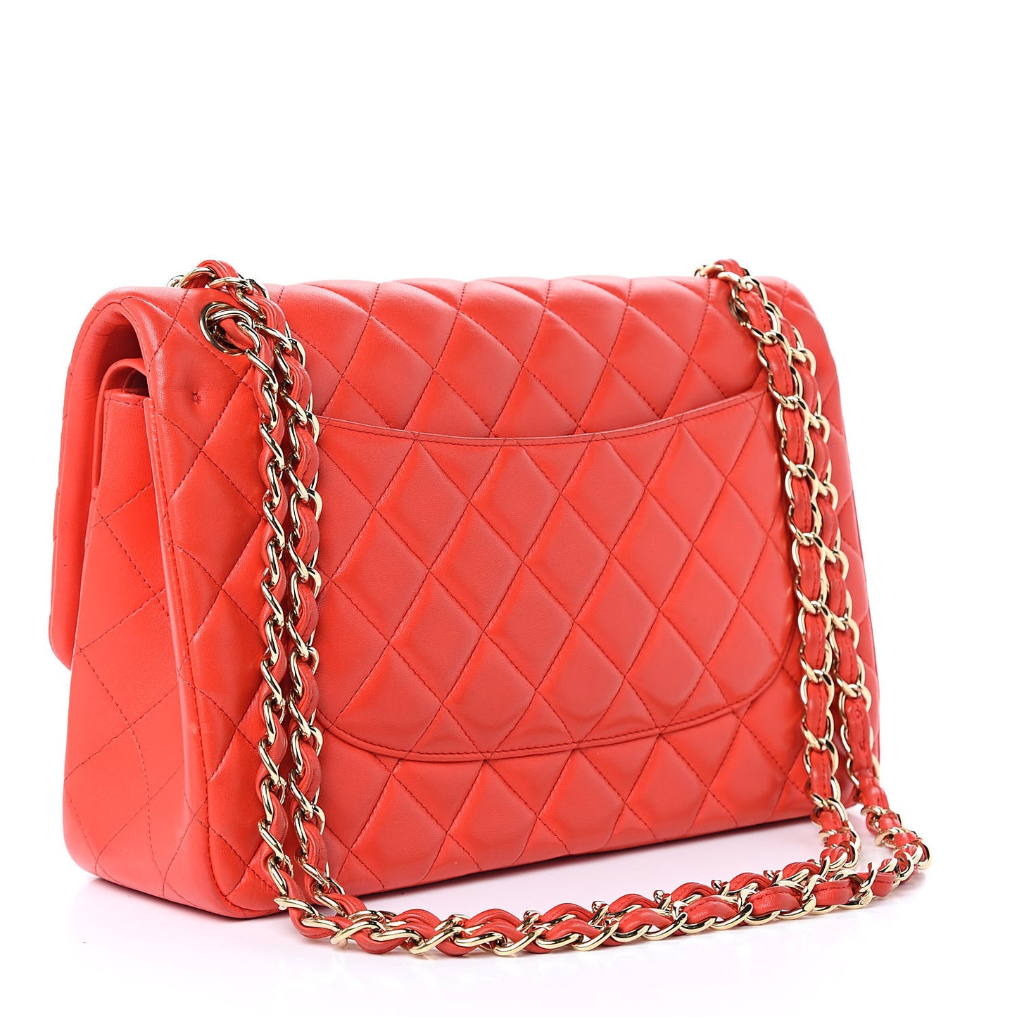 Lambskin Quilted Jumbo Double Flap Red