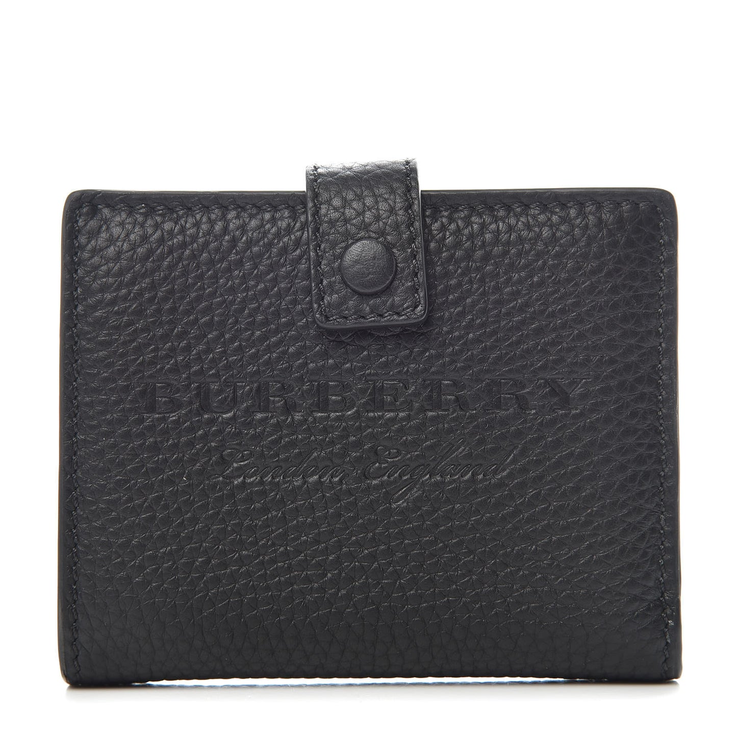 Soft Grained Calfskin Logo Embossed Lakeside Wallet Black