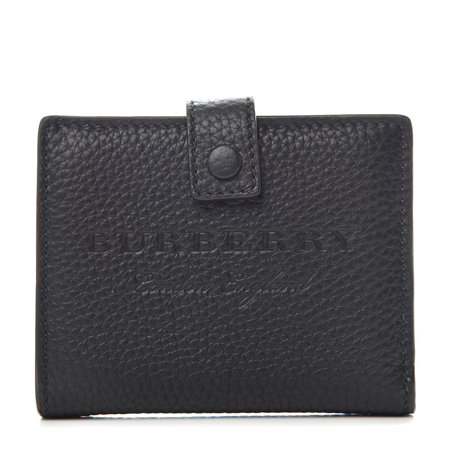 Burberry Soft Grained Calfskin Logo Embossed Lakeside Wallet Black 1 of 10