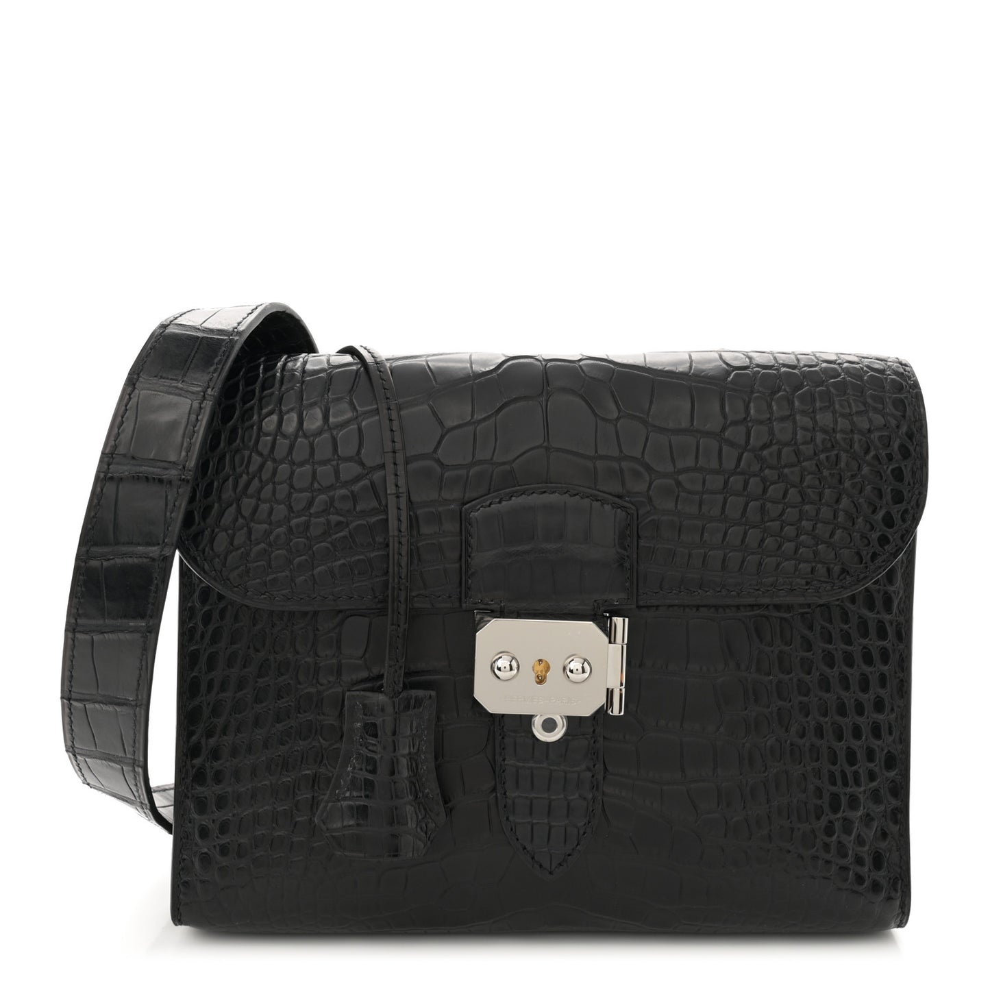 Matte Alligator Sac A Depeches 21 Messenger Bag Black