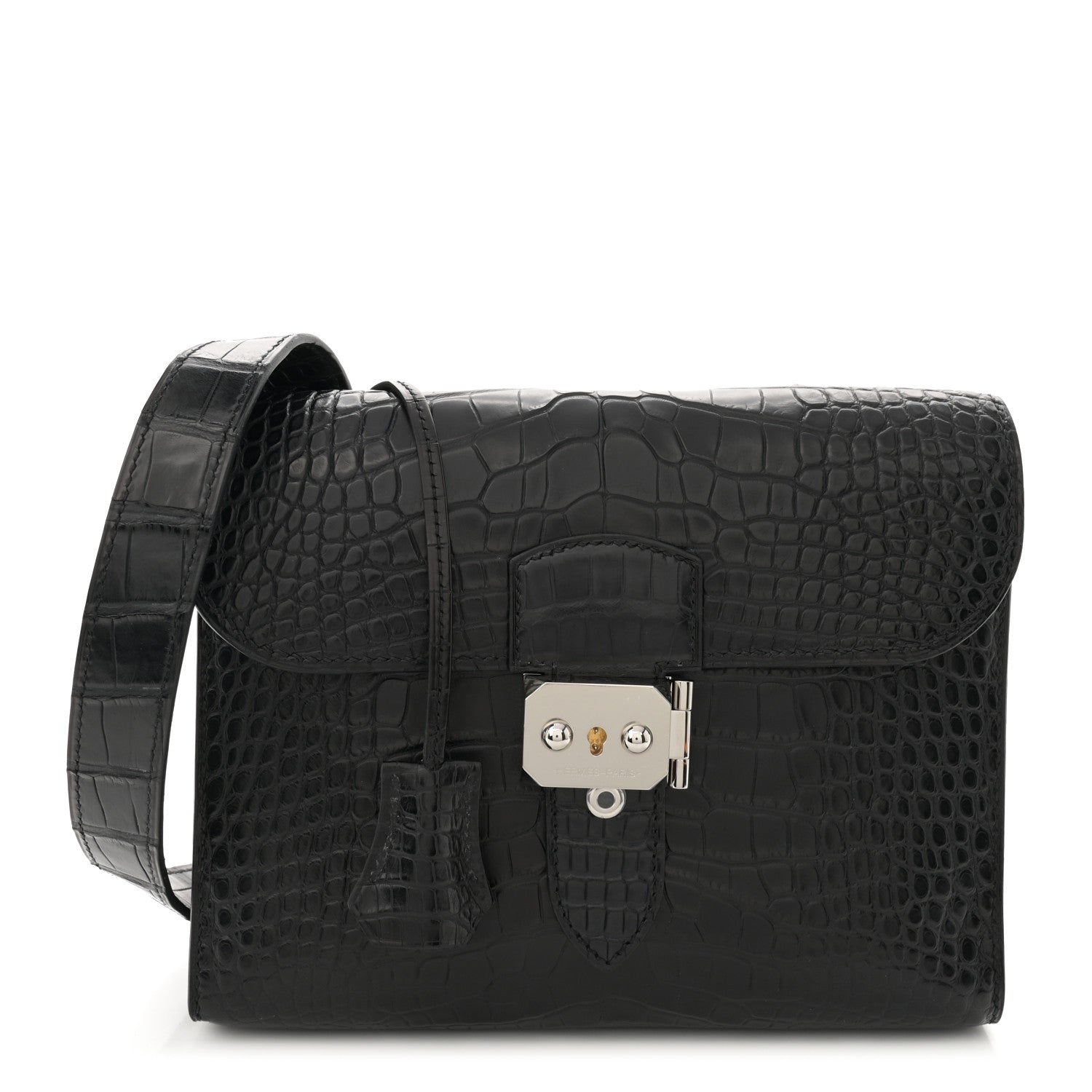 Hermes Matte Alligator Sac A Depeches 21 Messenger Bag Black 1 of 10