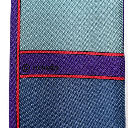 Hermes Silk Camails Twilly Scarf Violet Azure Celado 4 of 5