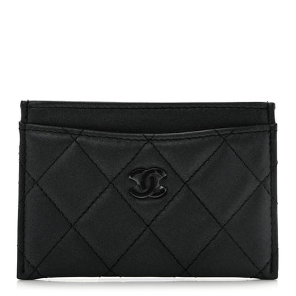 Chanel Pearly Lambskin Quilted Card Holder So Black 1 of 7
