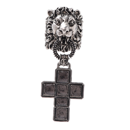 Gucci Enamel Brass Lion Head Crucifix Ring M Black 1 of 7