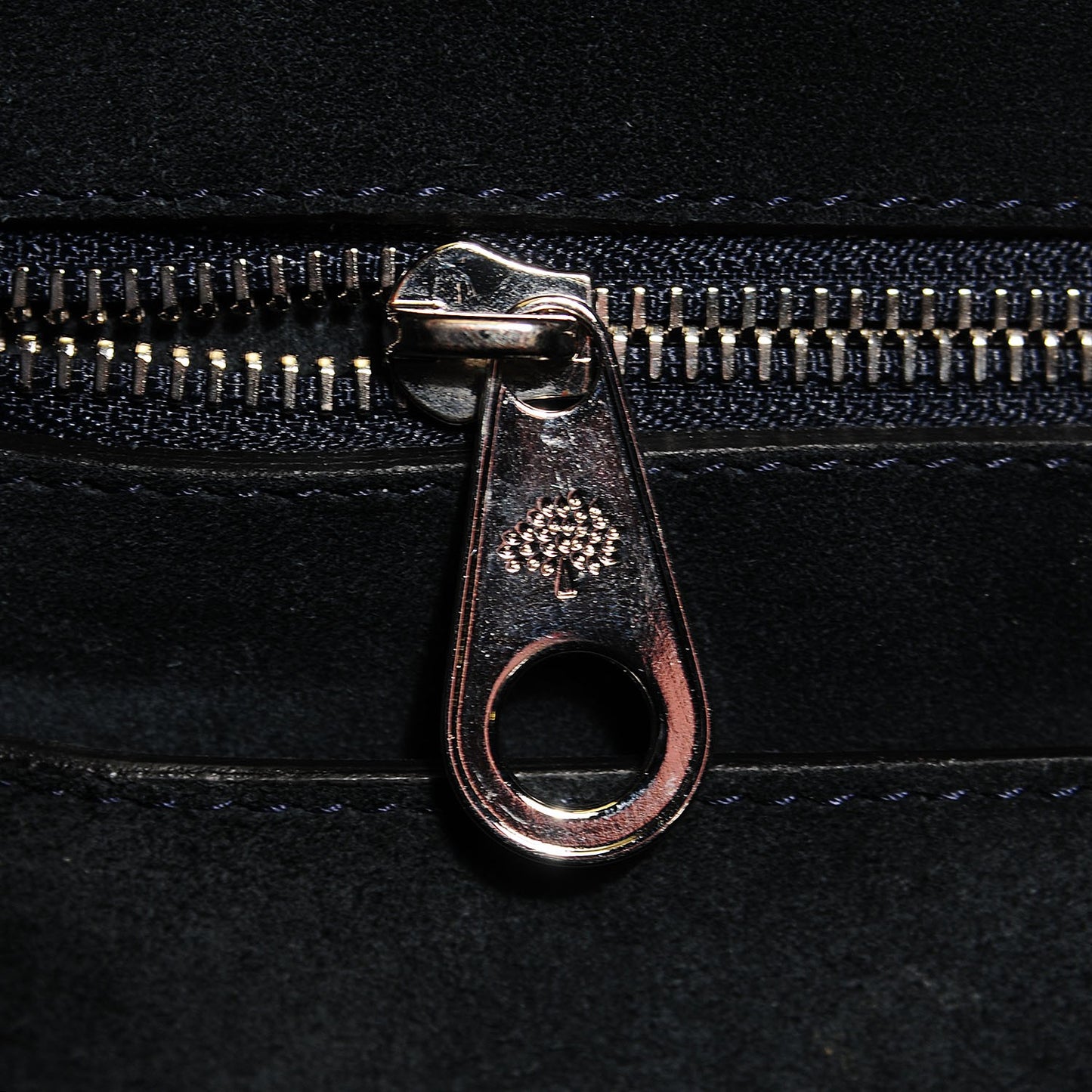 Silky Calf Nubuck Stripe Medium Willow Tote Midnight Blue