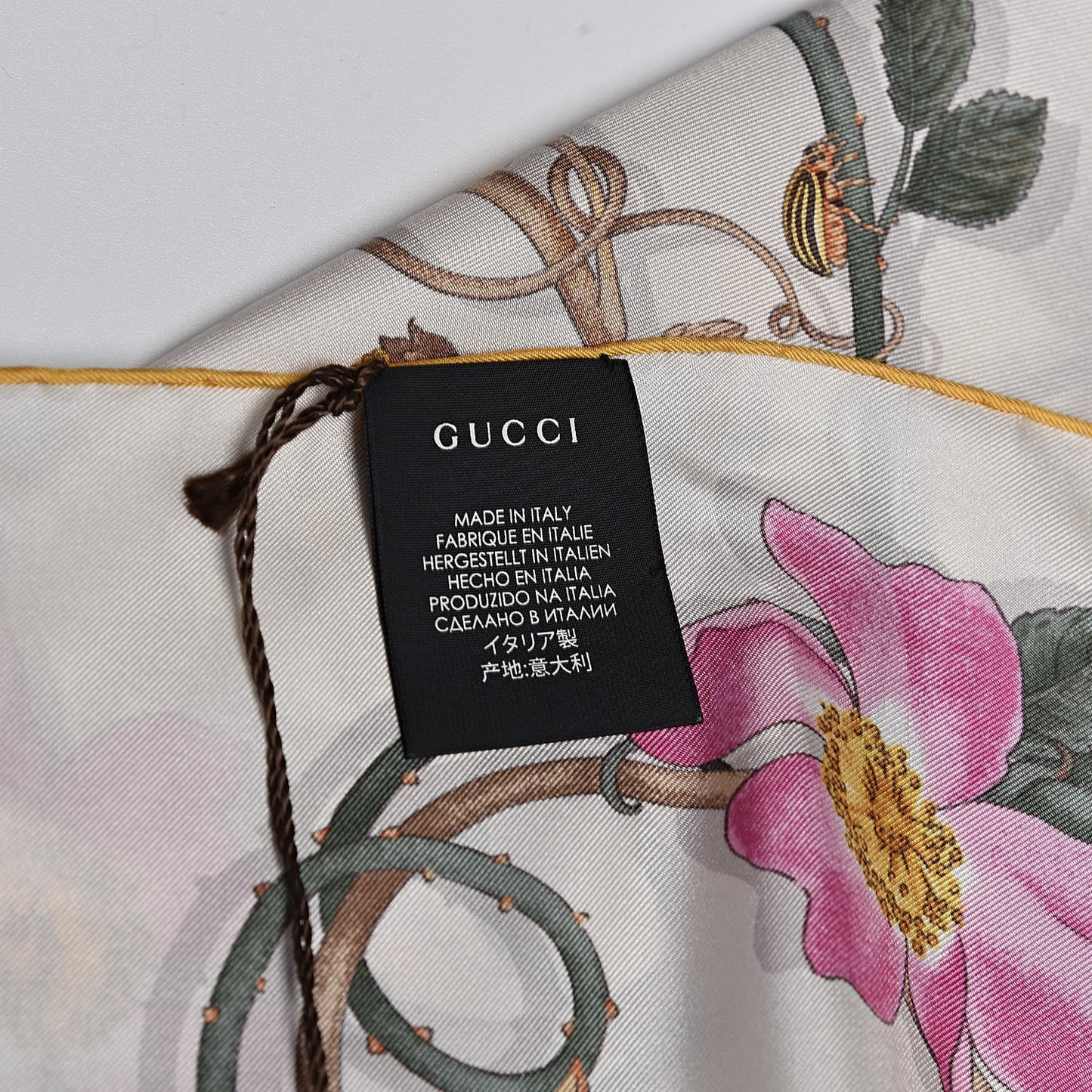 Silk Twill Flowerwebby Square Scarf White