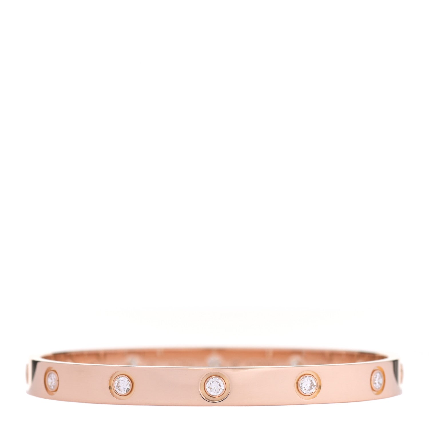 Cartier 18K Pink Gold 10 Diamond LOVE Bracelet 17 1 of 7