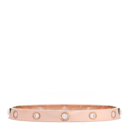 Cartier 18K Pink Gold 10 Diamond LOVE Bracelet 17 1 of 7