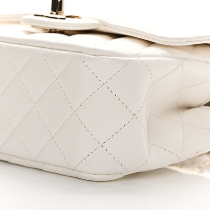 Chanel Lambskin Quilted Mini Crystal Top Handle Rectangular Flap White 10 of 11