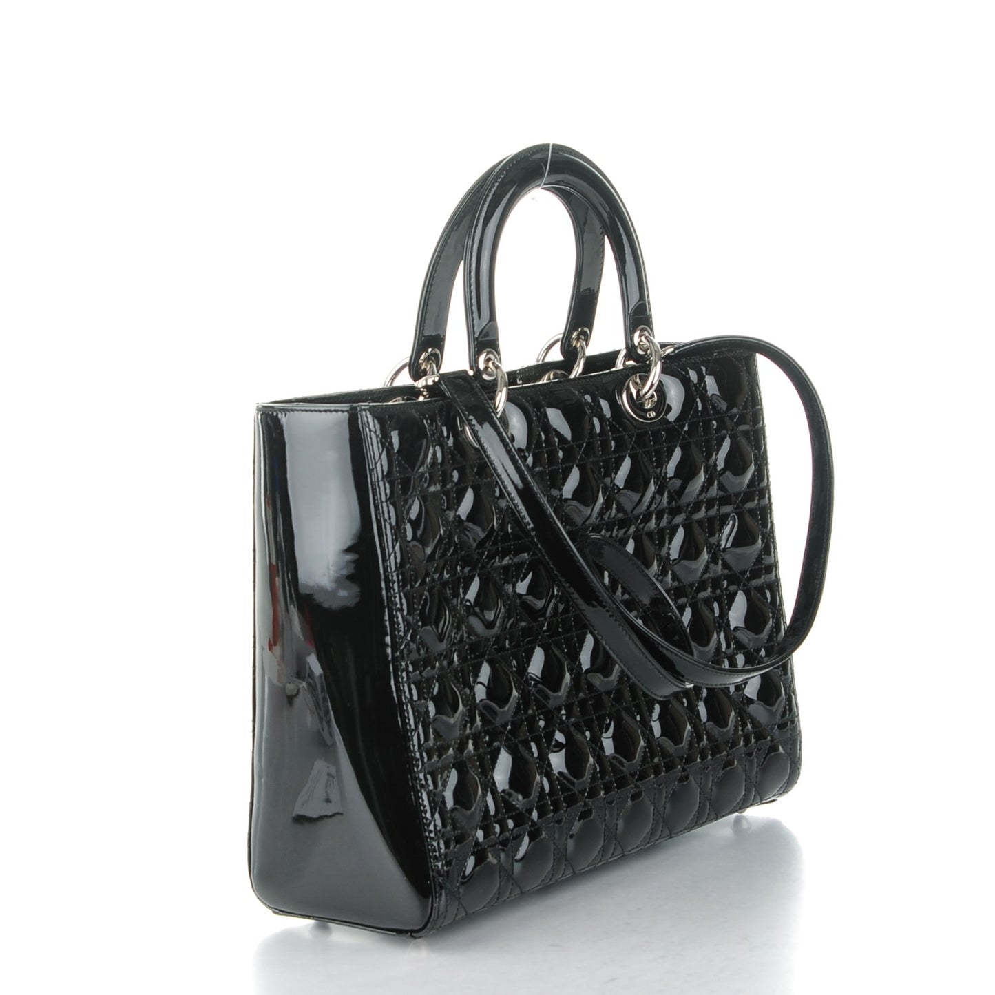 Patent Cannage Large Lady Dior Black
