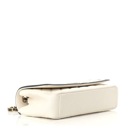 Chanel Caviar Quilted Medium CC Filigree Flap White Black 3 of 12