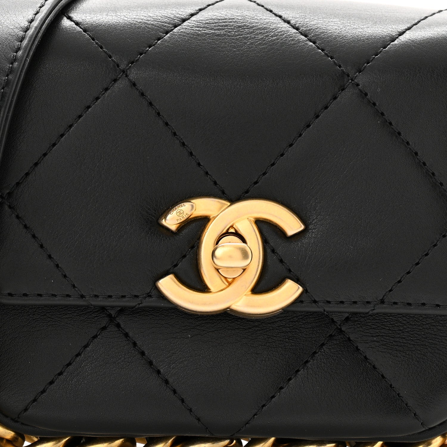 Chanel Calfskin Quilted Mini Framing Chain Bag Black 7 of 11