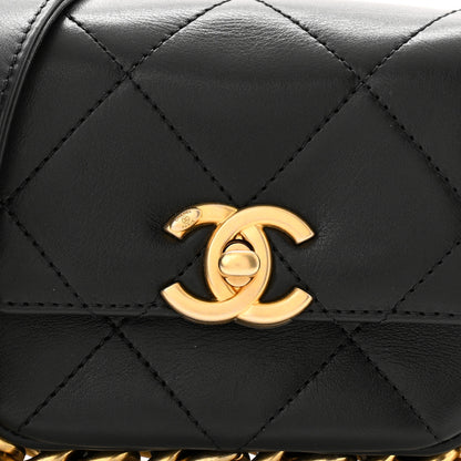 Chanel Calfskin Quilted Mini Framing Chain Bag Black 7 of 11